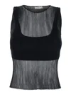 Simkhai 'oakley' Black Top With Layered Design And Semi-transparent Effect In Black
