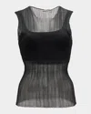 Simkhai Oakley Bralette Plise Knit Tank Top In Black