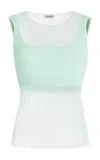 Simkhai Oakley Sheer Plissé Tank Top In Blue