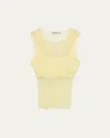 Simkhai Oakley Sheer Tank Top With Bralette In Buttercream