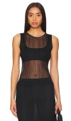 Simkhai Oakley Bralette Plise Knit Tank Top In 黑色