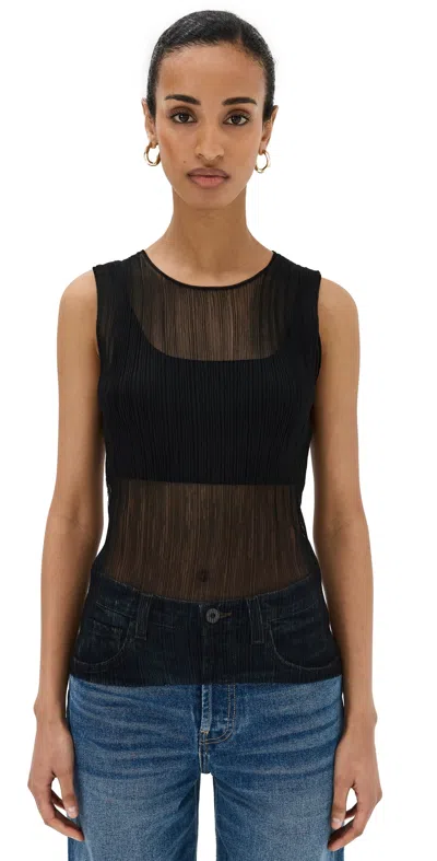 Simkhai Oakley Bralette Plise Knit Tank Top In Black