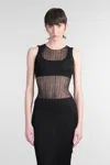 Simkhai Oakley Black Top With Layered Design And Semi-transparent Effect In Tech Fabric Woman In Black