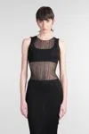 Simkhai Oakley Black Top With Layered Design And Semi-transparent Effect In Tech Fabric Woman In Black