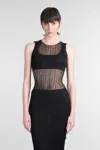 Simkhai Oakley Black Top With Layered Design And Semi-transparent Effect In Tech Fabric Woman In Black