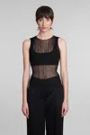 Simkhai 'oakley' Black Top With Layered Design And Semi-transparent Effect In Black