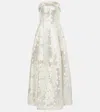 Simkhai Octavia Strapless Metallic Brocade Gown In Silber