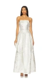 Simkhai Octavia Strapless Metallic Brocade Gown In 실버