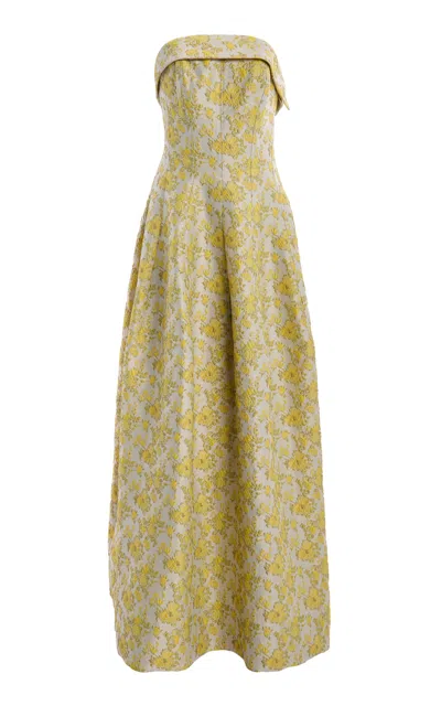 Simkhai Octavia Strapless Gown In Yellow