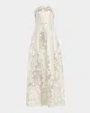 Simkhai Octavia Strapless Metallic Brocade Gown In Silver