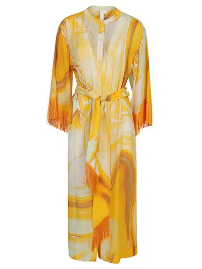 Simkhai Odelia Cotton Blend Silk Printed Cover Up In Orange