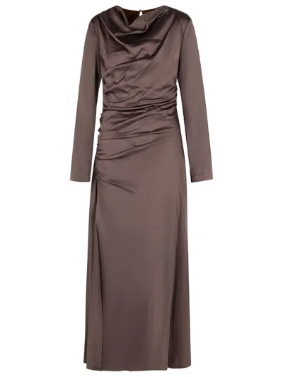 Simkhai Cowl-neck Draped Dress In Brown