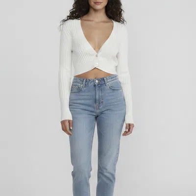 Pre-owned Simkhai Off White Rib Knit Plunge Neck Kayla Cardigan S