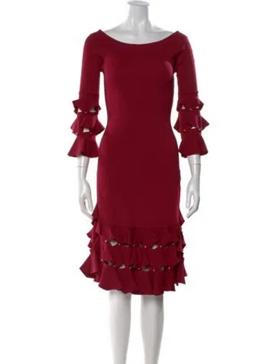 Pre-owned Simkhai Off-the-shoulder Knee-length Dress In Burgundy