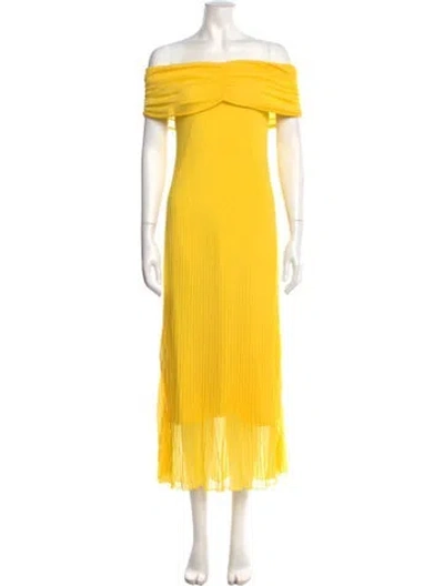 Pre-owned Simkhai Off-the-shoulder Long Dress In Yellow