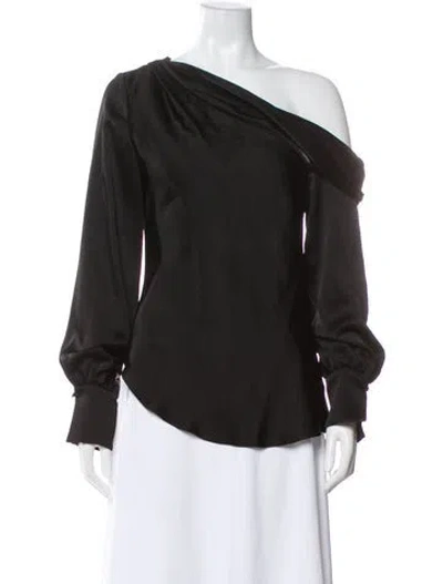 Pre-owned Simkhai Off-the-shoulder Long Sleeve Blouse In Black