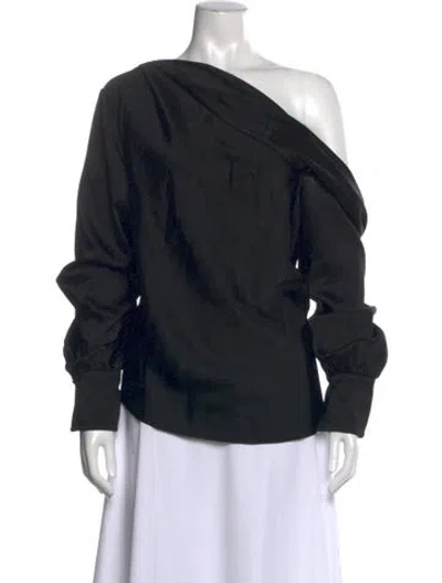 Pre-owned Simkhai Off-the-shoulder Long Sleeve Blouse In Black