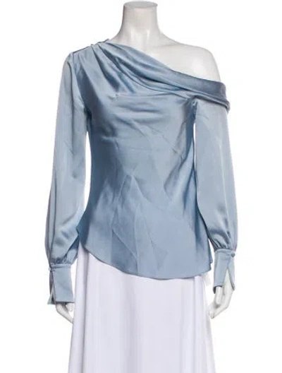 Pre-owned Simkhai Off-the-shoulder Long Sleeve Blouse In Blue