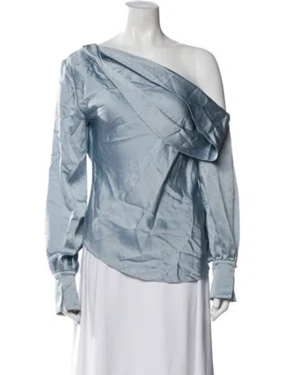 Pre-owned Simkhai Off-the-shoulder Long Sleeve Blouse In Blue
