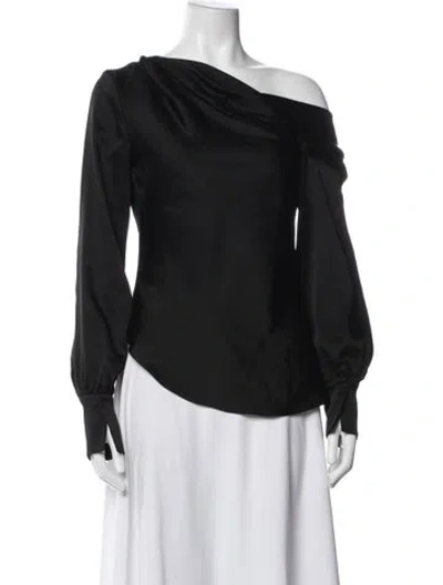 Pre-owned Simkhai Off-the-shoulder Long Sleeve Blouse In Blue