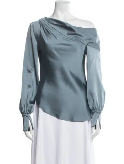 Pre-owned Simkhai Off-the-shoulder Long Sleeve Blouse In Blue