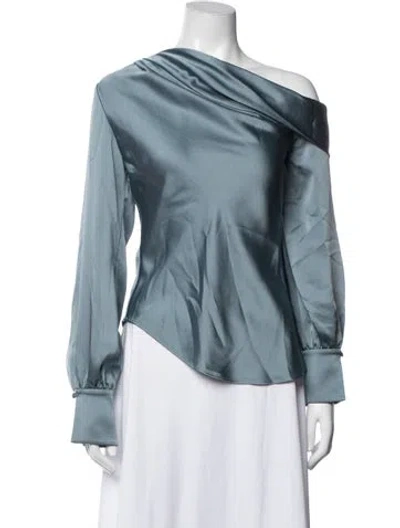 Pre-owned Simkhai Off-the-shoulder Long Sleeve Blouse In Blue