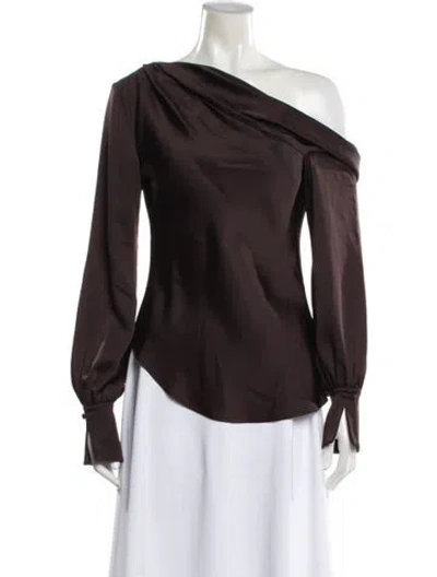 Pre-owned Simkhai Off-the-shoulder Long Sleeve Blouse In Brown