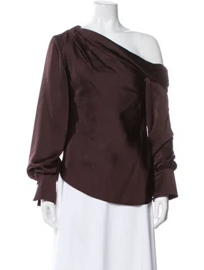 Pre-owned Simkhai Off-the-shoulder Long Sleeve Blouse In Brown