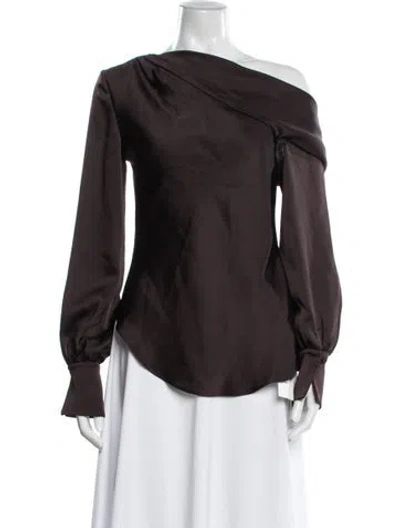 Pre-owned Simkhai Off-the-shoulder Long Sleeve Blouse In Brown