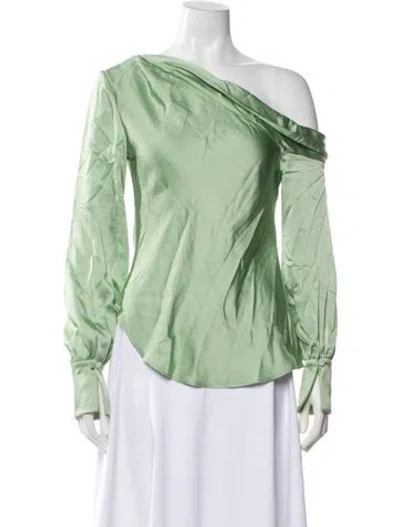Pre-owned Simkhai Off-the-shoulder Long Sleeve Blouse In Green