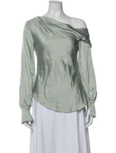 Pre-owned Simkhai Off-the-shoulder Long Sleeve Blouse In Green