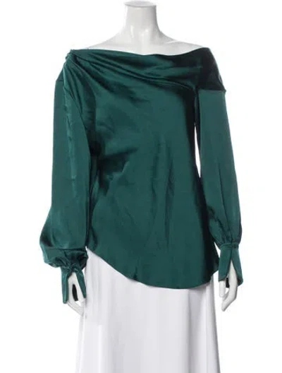 Pre-owned Simkhai Off-the-shoulder Long Sleeve Blouse In Green