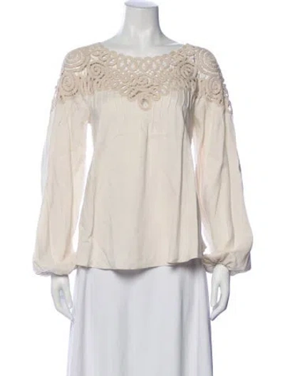 Pre-owned Simkhai Off-the-shoulder Long Sleeve Blouse In Neutral