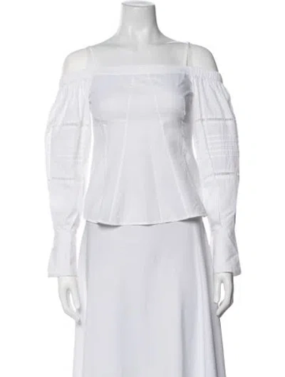 Pre-owned Simkhai Off-the-shoulder Long Sleeve Blouse In Neutrals