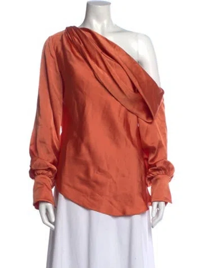 Pre-owned Simkhai Off-the-shoulder Long Sleeve Blouse In Orange