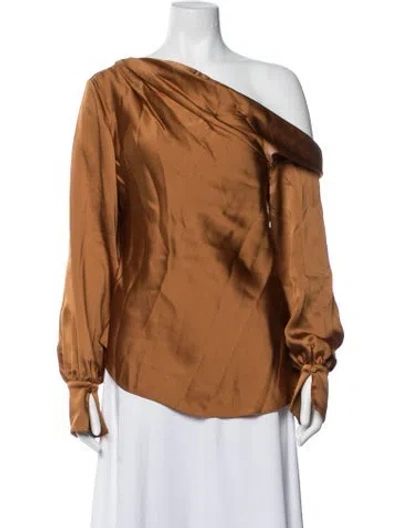 Pre-owned Simkhai Off-the-shoulder Long Sleeve Blouse In Orange