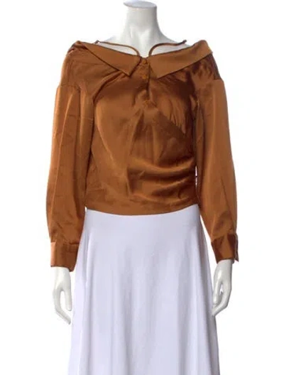 Pre-owned Simkhai Off-the-shoulder Long Sleeve Blouse In Orange
