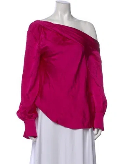 Pre-owned Simkhai Off-the-shoulder Long Sleeve Blouse In Pink