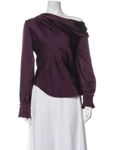 Pre-owned Simkhai Off-the-shoulder Long Sleeve Blouse In Purple