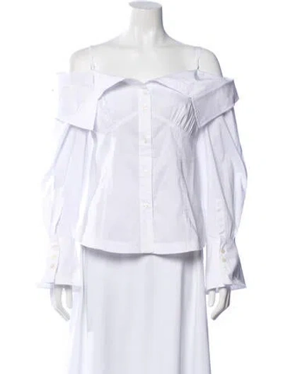 Pre-owned Simkhai Off-the-shoulder Long Sleeve Blouse In White