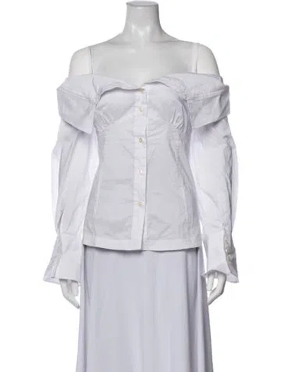 Pre-owned Simkhai Off-the-shoulder Long Sleeve Blouse In White