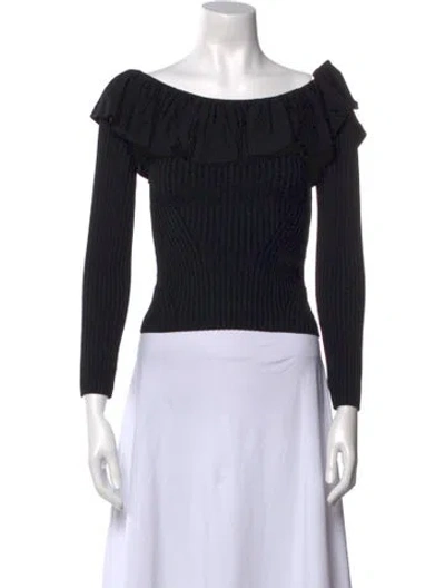 Pre-owned Simkhai Off-the-shoulder Long Sleeve Crop Top W/ Tags In Black
