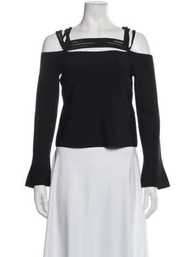 Pre-owned Simkhai Off-the-shoulder Long Sleeve Top In Black