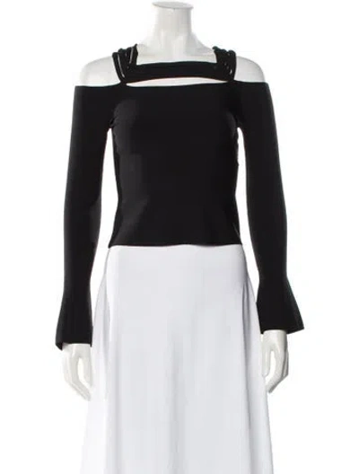 Pre-owned Simkhai Off-the-shoulder Long Sleeve Top In Black