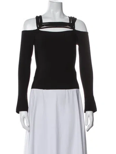 Pre-owned Simkhai Off-the-shoulder Long Sleeve Top In Black