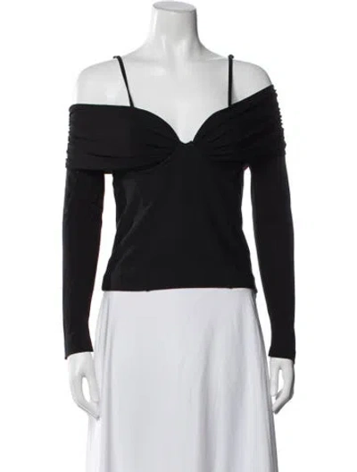 Pre-owned Simkhai Off-the-shoulder Long Sleeve Top In Black
