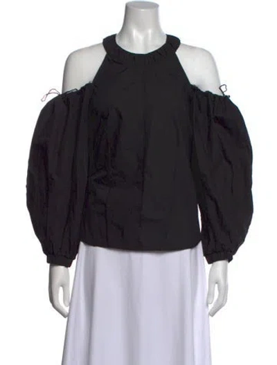 Pre-owned Simkhai Off-the-shoulder Long Sleeve Top In Black