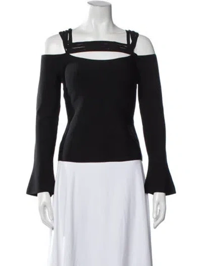Pre-owned Simkhai Off-the-shoulder Long Sleeve Top In Black