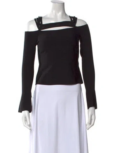 Pre-owned Simkhai Off-the-shoulder Long Sleeve Top In Black