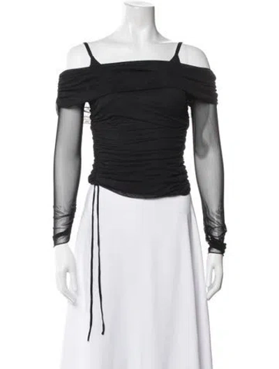 Pre-owned Simkhai Off-the-shoulder Long Sleeve Top In Black